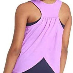 Set of 2 Girls All in Motion Double Layered Tanks Purple and Dark Green Size XL